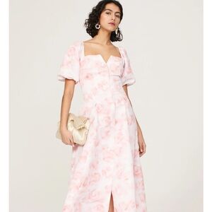Sachin + Babi Pink and White Floral Sweetheart Midi Dress